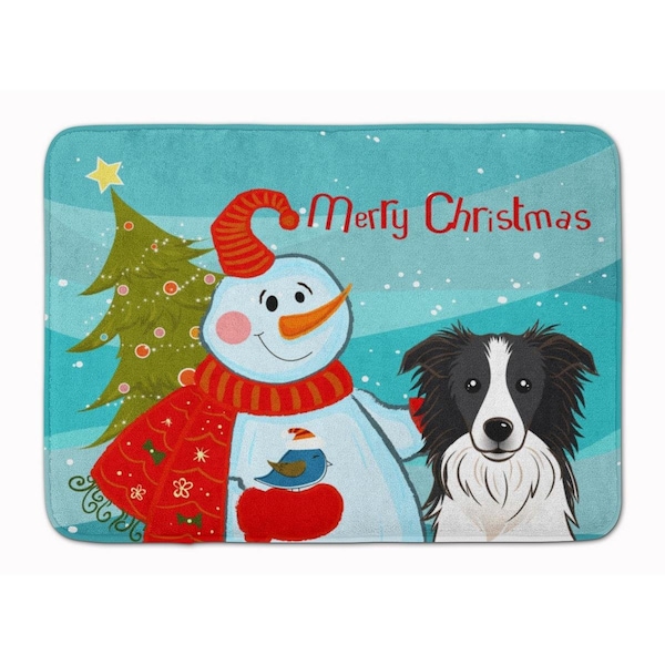 Carolines Treasures Snowman with Border Collie Machine Washable Memory Foam Mat BB1861RUG - main